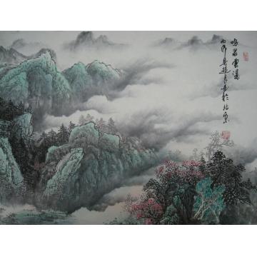 吴进良国画山水鸣泉云瀑字画之家