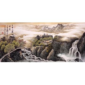 吴进良国画山水秋辉又耀村前树字画之家