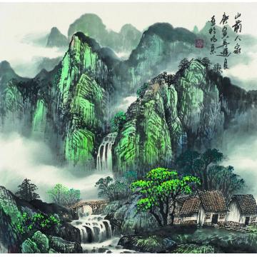 吴进良国画山水山前人家字画之家
