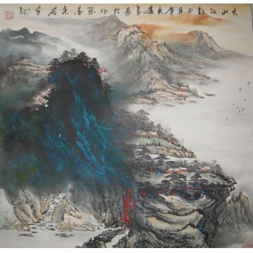吴进良国画山水天山红韵字画之家