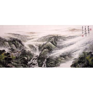 吴进良国画山水云海瀑布字画之家