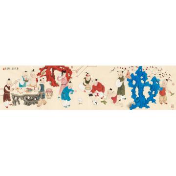 于水国画人物婴戏图字画之家