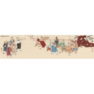 于水国画人物婴戏图字画之家