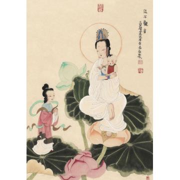 于水国画人物送子观音字画之家