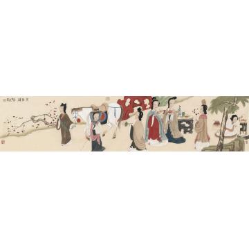 于水国画人物赏春图字画之家