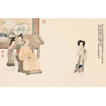 于水国画人物桃花扇·选优字画之家