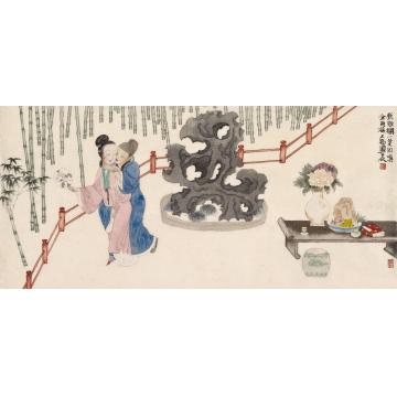 于水国画人物金瓶梅人物画之四字画之家