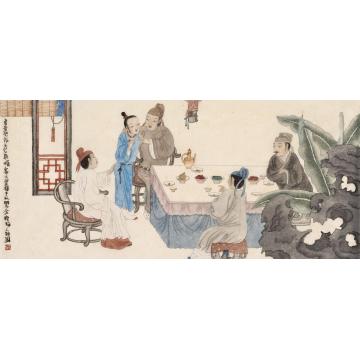 于水国画人物金瓶梅人物画之六字画之家