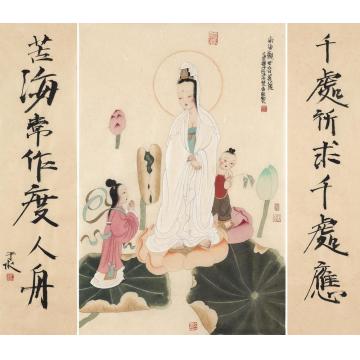 于水国画人物南海观世音菩萨字画之家