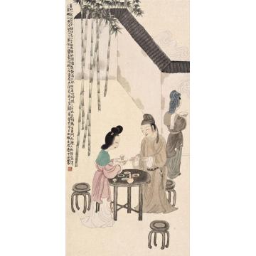 于水国画人物牡丹亭之二字画之家