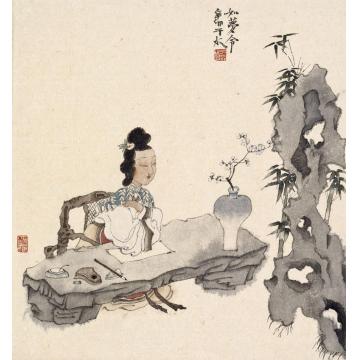 于水国画人物如梦令字画之家