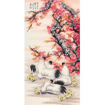 钱行健国画花鸟白马鸡字画之家