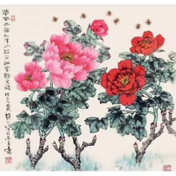 钱行健国画花鸟富贵甜蜜字画之家