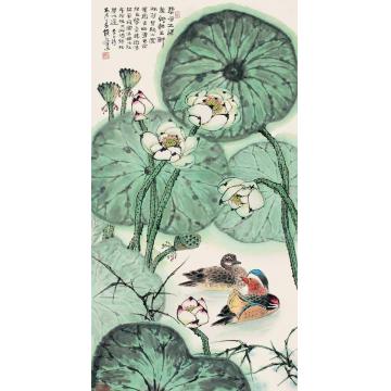 钱行健国画花鸟荷花鸳鸯字画之家