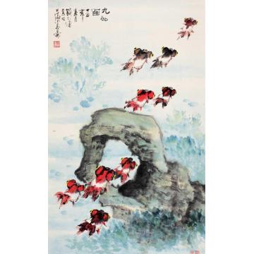 钱行健国画花鸟九如图字画之家