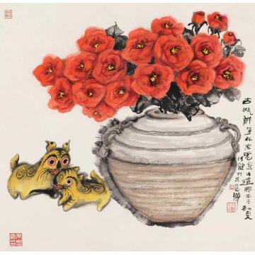 钱行健油画静物古瓶新花字画之家