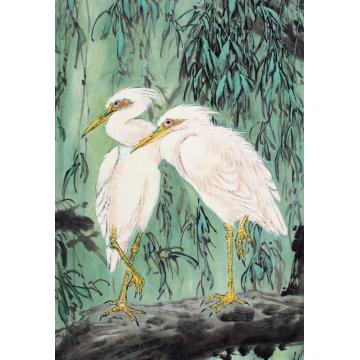 钱行健国画花鸟緑阴栖禽字画之家