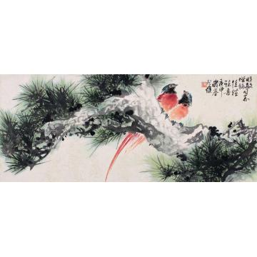 钱行健国画花鸟双寿字画之家