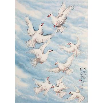 钱行健国画花鸟天阔任翱翔字画之家