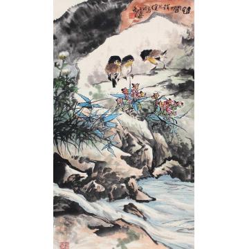 钱行健国画花鸟幽涧字画之家
