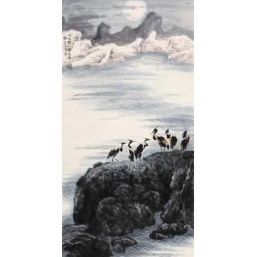 钱行健国画花鸟月淡烟沉字画之家