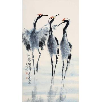 钱行健国画花鸟朝露字画之家