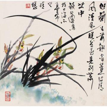钱行健国画花鸟梅兰竹菊四幅-兰字画之家