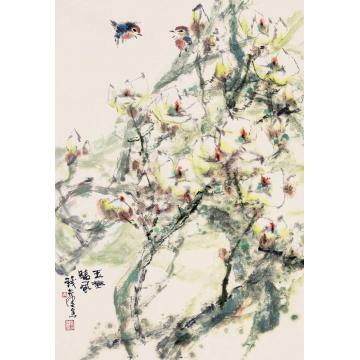 钱行健国画花鸟玉树临风字画之家