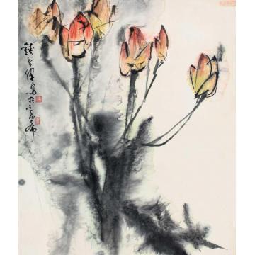 钱行健国画花鸟玉兰字画之家