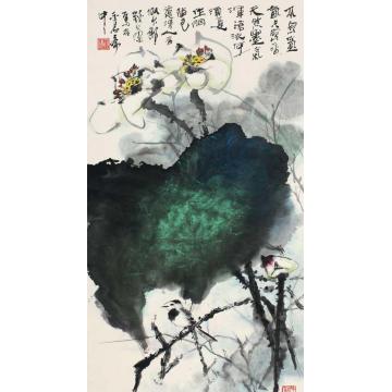 钱行健国画花鸟荷塘清趣字画之家