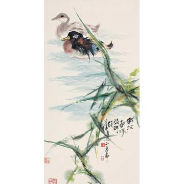 钱行健国画花鸟载沉载浮字画之家