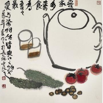温中良国画花鸟吾家多素食字画之家