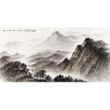 黄德有国画山水春山绿湖景色秀字画之家