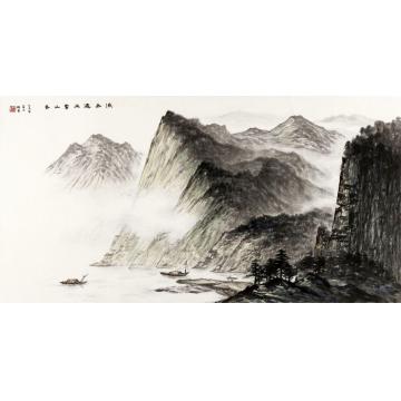 黄德有国画山水渔舟逐水爱山春字画之家