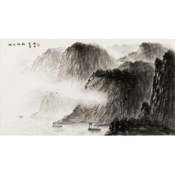 黄德有国画山水峡江帆影字画之家