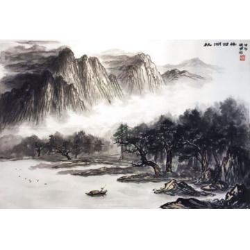 黄德有国画山水秋湖归棹字画之家