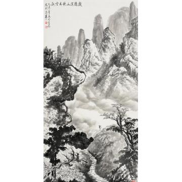王林森国画山水樵隐深山 歌出云海字画之家