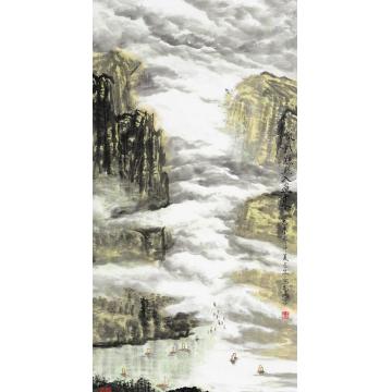 王林森国画山水帆影点点入画来字画之家