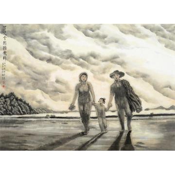 王林森国画人物天光云影踏歌行字画之家