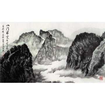 王林森国画山水山门开处有云来字画之家
