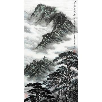 王林森国画山水天光云影松间留字画之家