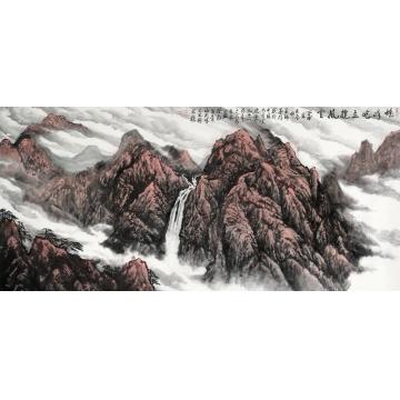 王林森国画山水雄峰屹立揽风云字画之家