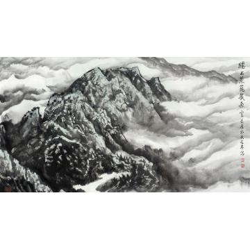 王林森国画山水跃上葱茏几多云字画之家