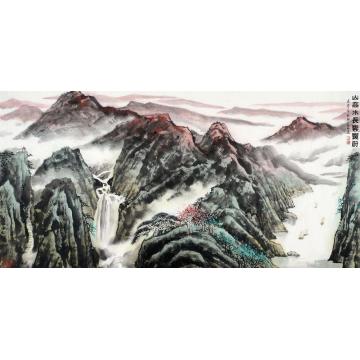 王林森国画山水山高水长云霞蔚字画之家