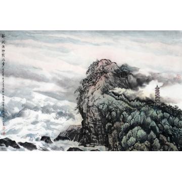 王林森国画山水鄱湖浩渺鞋山奇字画之家