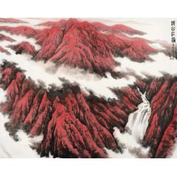 王林森国画山水漫山红遍字画之家