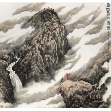 王林森国画山水画因云而更韵字画之家