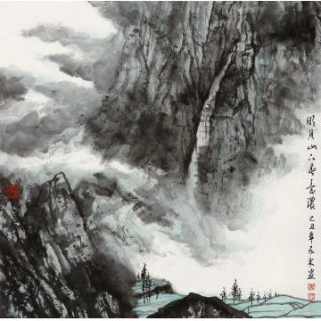 王林森国画山水明月山下春意浓字画之家