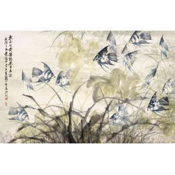王兰若国画花鸟鱼亦知我乐悠然自在游字画之家