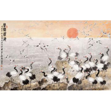 王兰若国画花鸟群鹤戏海字画之家